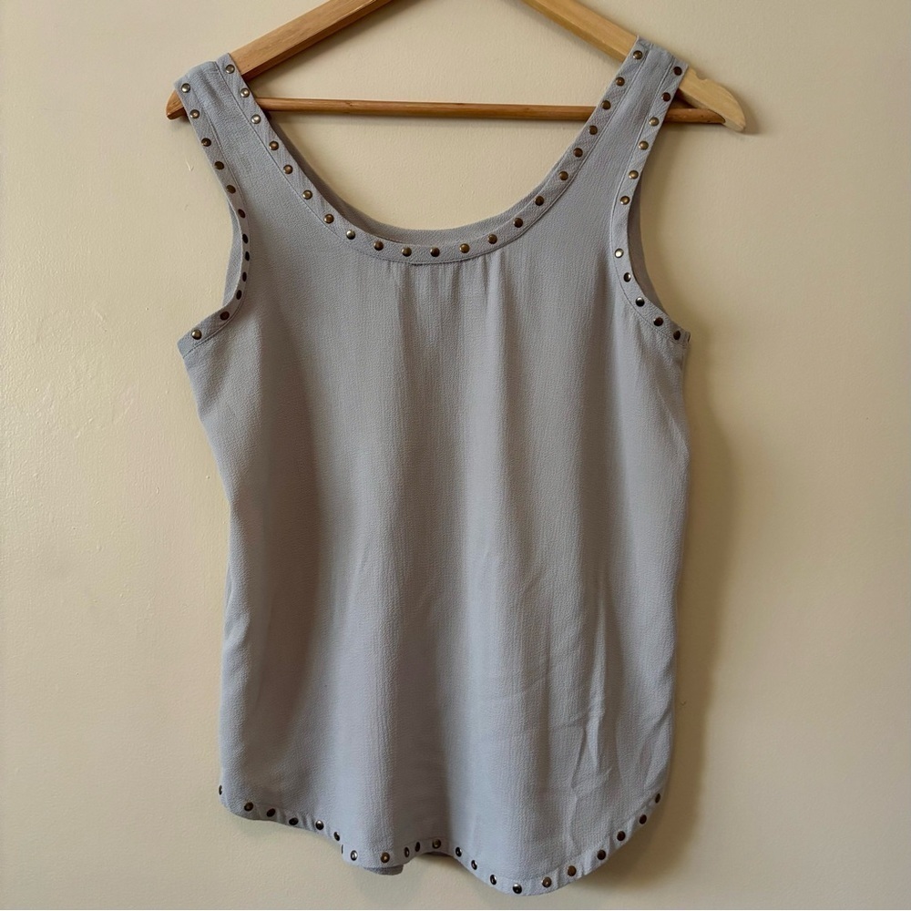 Dynamite| Stylish Taupe-Grey Embellished Light Sleeveless Tank Top Blouse Sz M